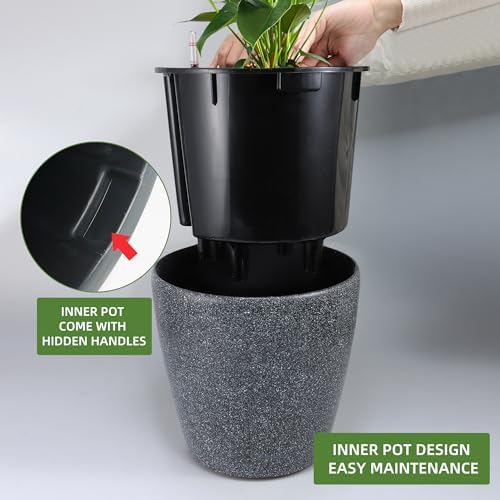Dexceder 13x12 Self Watering Planter with Wheels (Stone Matte)