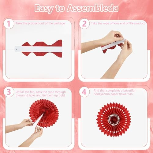 20 Pcs Light Pink Hanging Paper Fan, Hanging Honeycomb Round Paper Fans for Weddings, Birthdays, Christmas, Baby Showers, Classroom, Events Ceiling Party Supplies Decorations