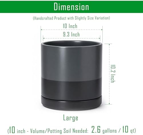 D'vine Dev 10 Inch Ceramic Planter Pot, Slate, 94-O-E-5
