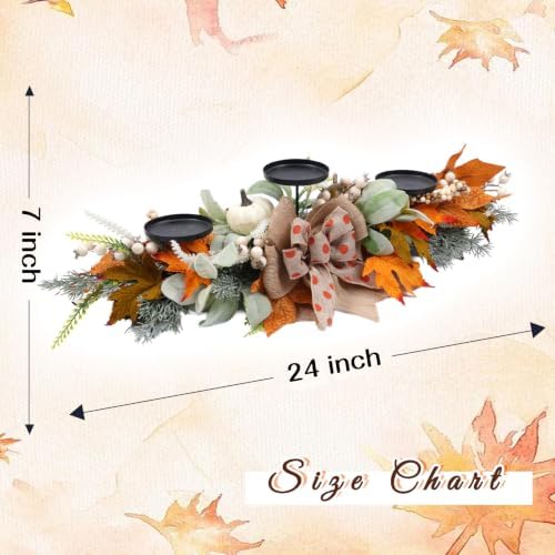 24 Inch Fall Candle Holder Pumpkin Maple for Table Centerpiece