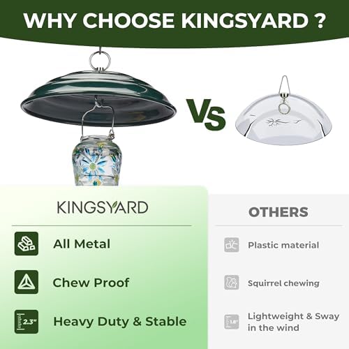 Kingsyard Metal Squirrel Baffle for Bird Feeders Hanging, Rain Guard Cover