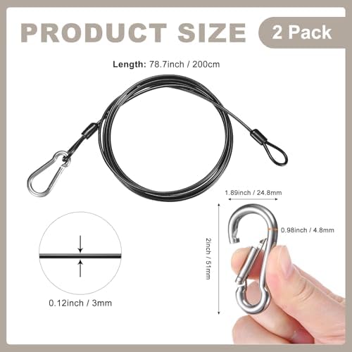 M METERXITY 2-Pack Bird Feeder Hanger with Snap Clip 200cm/79in, Black