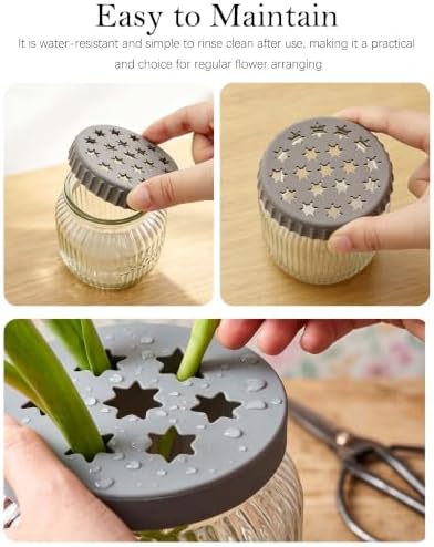 3 Pack Silicone Flower Arranger, Reusable Floral Grid for DIY Bouquet,Grey