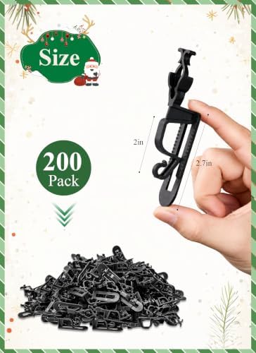 Christmas Light Clips, Shingle Gutter Clips for C7 C9 Lights, 200 Pack