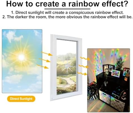33PCS Star Window Stickers Prevent Birds from Hitting Windows, Rainbow Sun Catcher Stickers No Glue Required, Non-Adhesive Reusable Vinyl Rainbow Stickers