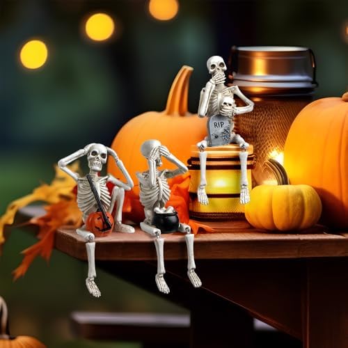 Halloween Skeleton Statue Set of 3, See Speak Hear No Evil Figurines