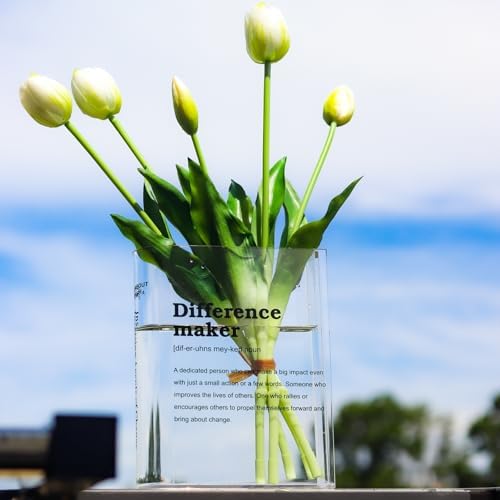 BuyCard Clear Acrylic Book Vase for Flowers, Transparent Flower Vase for Home Decor, Simplicity Bookshelf Decor, Unique Stuff for Book Lovers, Difference Maker, Gift to Motivate(Clear)