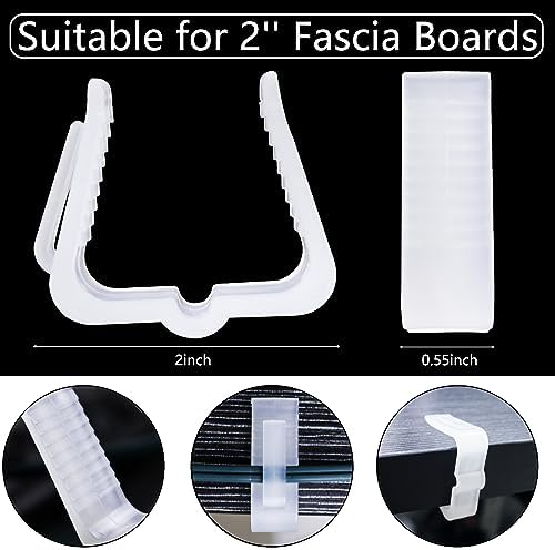 50 Pieces Christmas Holiday Light Hanger Hooks, 1.62" Fascia Boards Clips White, Plastic Holiday Light Clips for C7, C9, Mini String Lights Outdoor Roof Roofline Deck Eave Christmas Decoration