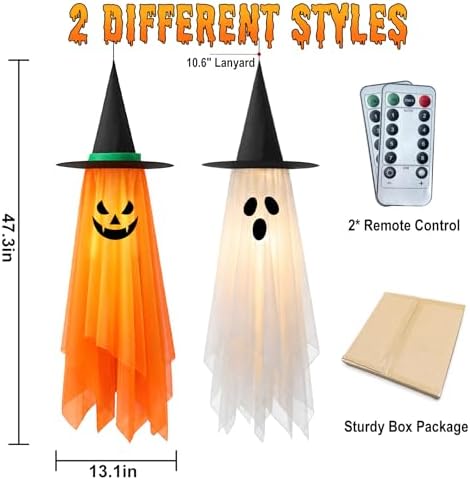 Halloween Decorations Outdoor - 4ft Pre-Installed Hanging Decor 2 Pack