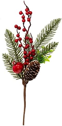 Christmas Floral Picks Set of 8, Snow Flocked Pine Cone Stems for Christmas Tree, Wreaths, Garlands & Holiday Centerpieces, 2 Styles, 4 Each, Pine Berry Floral Sprays for DIY Christmas Crafts, 9.5"