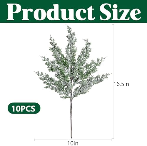 10 Pcs Artificial Christmas Snow Pine Branches Faux Xmas Decoration Sprigs