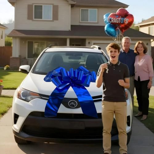 Big Car Bow 30 Inch Huge Blue Bow for Car Gift Birthday & Party Decor