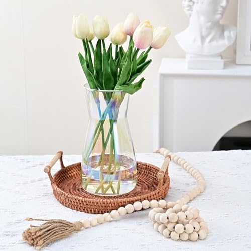 8 Inch Iridescent Glass Vase for Flowers, Modern Boho Table Decor