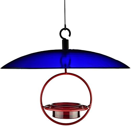 Recycled Glass Bird Feeder Dome with Dual Hooks, Cobalt Blue