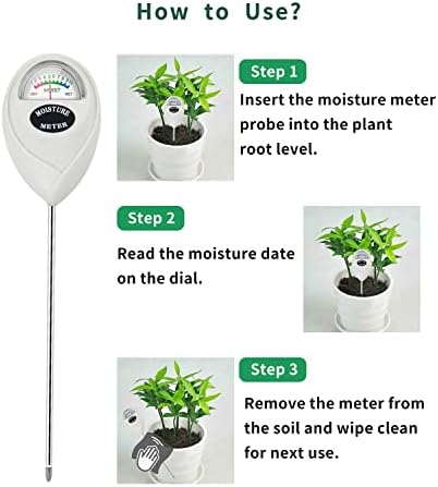 Censinda Soil Moisture Meter, Soil Moisture Monitor for House Plants, Soil Hygrometer Moisture Sensor for Indoor & Outdoor, Garden, Farm, Lawn Plant Care, No Battery Needed(White)