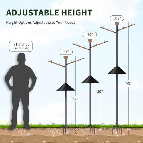 LONA 105 Inch Bird Feeder Pole for Outdoor, Squirrel Proof, 5-Prong Base