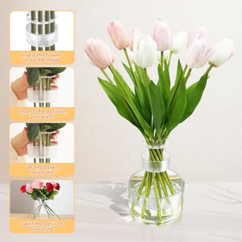 4 Spiral 360° Rotating Ikebana Stem Holder, Spiral Grid for Flowers