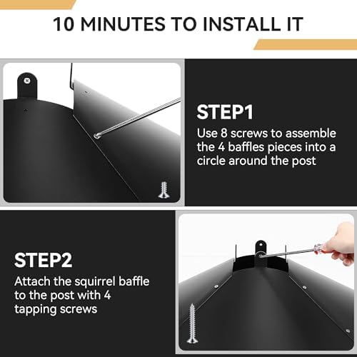 Qualirey 21.5" Metal Squirrel Proof Baffle, for 4 x 4 Posts,Black,2 Pack