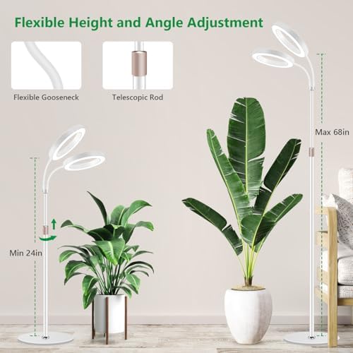 Aumtrly Large Plant Grow Light Indoor, 2 Head Full Spectrum, with 68" Stand