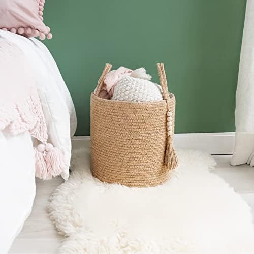 Mkono Woven Storage Basket for Blanket, Toys Plant Organizer, 11"W x 11"L