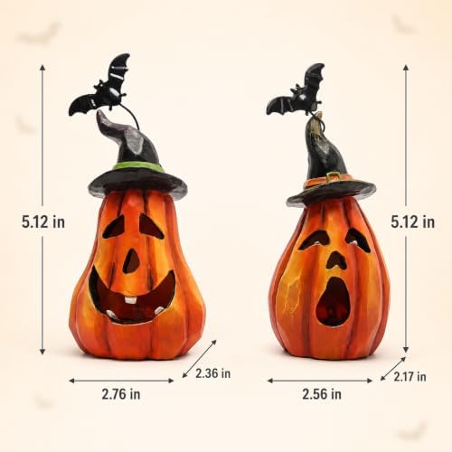 Hodao Halloween Pumpkin Decor, Gothic JackoLantern Resin Tabletop Figurines
