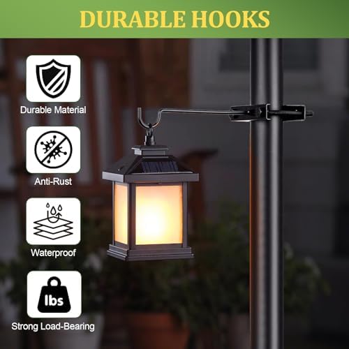 Bird Feeder Hanger Hook for 0.9-2.7" Pole, Iron Clamp-On Deck Hook for Railing Pole, Outdoor Hanging Bracket for Plant, Tree Branch Hooks for Bird House Holder (1 Pack)
