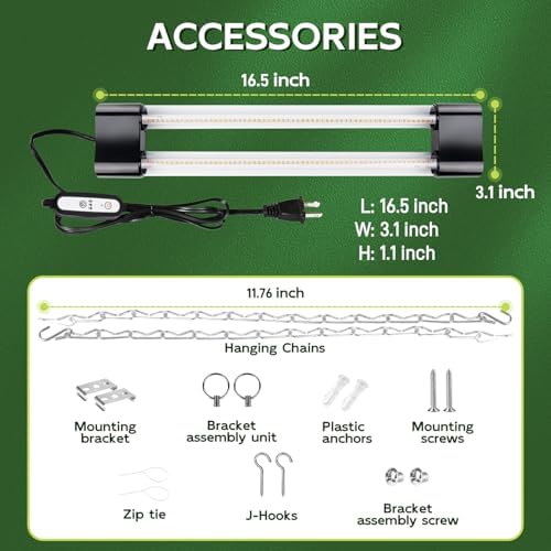Hlite LED Grow Light 16 inch, Hanging Full Spectrum Linkable 2 Pack