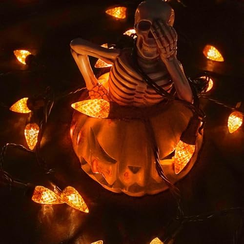 2 Pack Connectable C6 Halloween String Lights Outdoor 200 LED 66 FT Orange