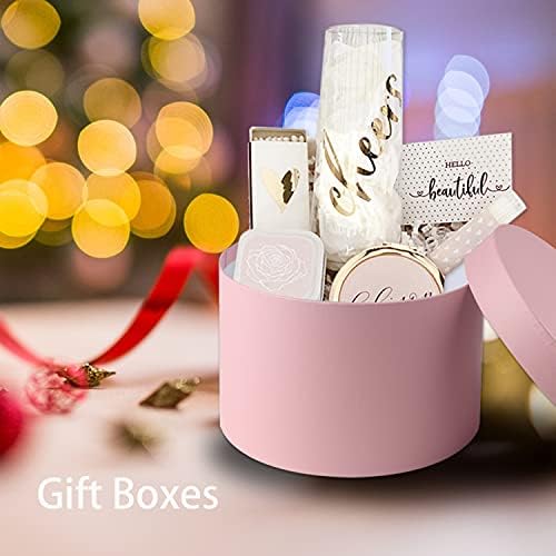 Oairse Round Gift Boxes with Lids Flower Box for Arrangements Pink Round Box Set of 4 Nesting Gift Boxes with Lids for Flowers Arrangements Empty, Bridesmaid, Proposal, Wedding, Birthday, Party Favor