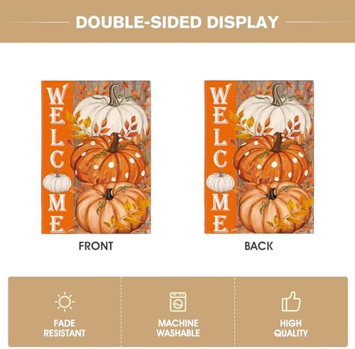 AVOIN colorlife Pumpkin Fall Garden Flag 12x18 Inch Double Sided Outside