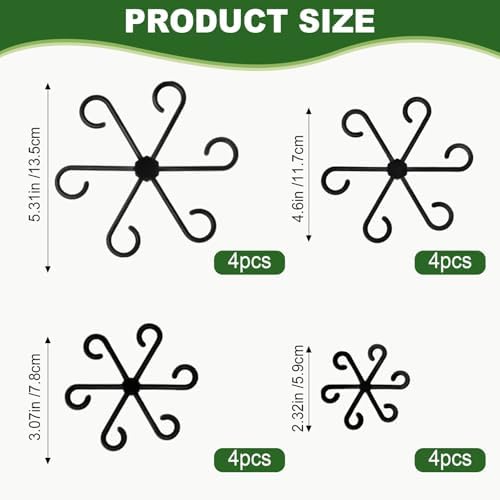 16pcs Plant Stem Support, Plant Support for Indoor Plants, 4 Sizes Climbing Houseplant Stem Holders, Reusable Plant Stabilizer, Indoor Plants Accessories