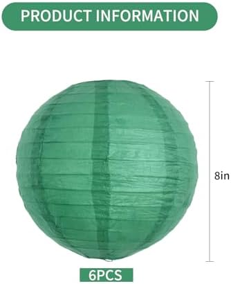 BEISHIDA 8 Inch Green Paper Lanterns 6 Packs Hanging Round Chinese Lantern