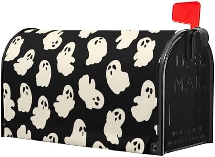 Halloween White Ghost Mailbox Cover Standard Size 25.5x21 Inch Spooky Halloween Mailbox Wraps Magnetic Cute Ghost Mail Box Covers Seasonal Black Post Letter Box Decorations for Home Garden Yard