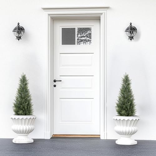 Bellacat 3ft Artificial Topiary Trees Outdoor UV Resistant, 35in Fake Cypress Tree with Full & Realistic Leaves, Faux Cedar Tree for Proch Patio Front Door Deck Balcony Yard Decor, 2 Pack