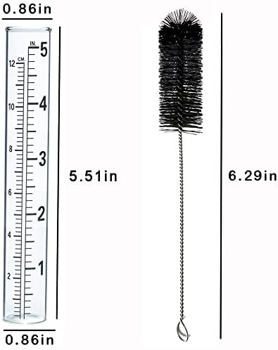 YZDTECH Plastic rain Gauge Replacement Tube, 5'' Capacity rain gauges Replacement Tubes Plastic for Yard Garden Outdoor Home, with Tube Brush, Best Rated