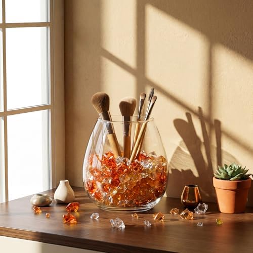 Syhood 570 Pcs Orange, Coffee and Clear Acrylic Gems Plastic Crystals