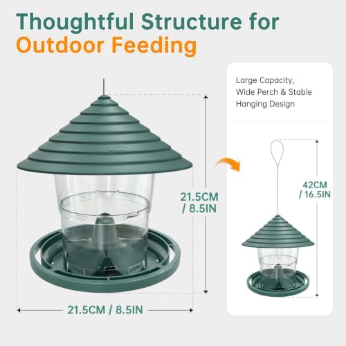 HABAU 2 Pack Bird Feeders for Outdoors, Plastic Hanging Bird Seed Feeding