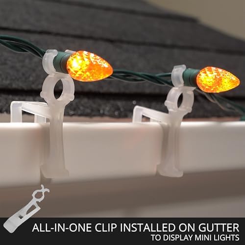Wintergreen Lighting All-in-One Christmas Light Clips for C9, C7, Icicle Lights, Mini Lights on Gutters, Shingles, Rooflines Christmas Light Hooks (100-count)