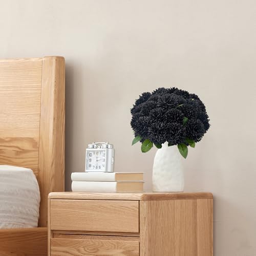 SITUMEIZI 12 Pcs Black Artificial Chrysanthemum Flowers, Fake Mums