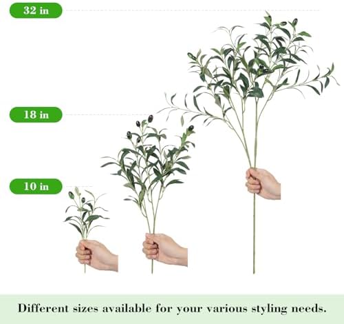 100PCS 10in Faux Olive Leaves Stems Bulk for Wedding Hotel Decor