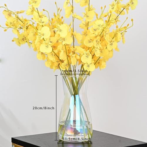 8 Inch Iridescent Glass Vase for Flowers, Modern Boho Table Decor