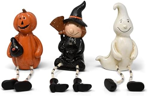 Halloween Figurines Set of 3 Resin Shelf Sitters with Dangling Legs
