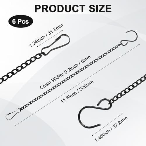 M METERXITY 6-Pack Chain for Hanging Plants 30cm/12in Iron Black