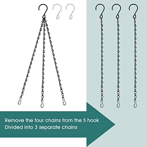 Hanging Basket Chain, 20 Inch Black 3 Point Hanging Chain