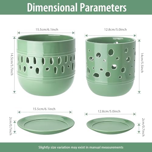 Orchid Pots with Holes, 5+6in Ceramic Orchid Flower Planter 2 Pack