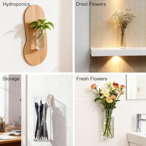 Wall Hanging Planter Propagation Station, Indoor Decor Glass Vases, 2 Pack