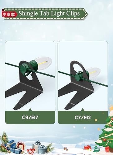 Christmas Light Clips, 100 Pack Gutter Clips for C7 C9 String Lights, Black