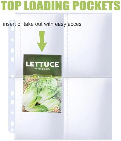 MUQING 30 Pack 120 Pockets Seed Packet Binder Sleeves, Slot Size 3.5"x 5"