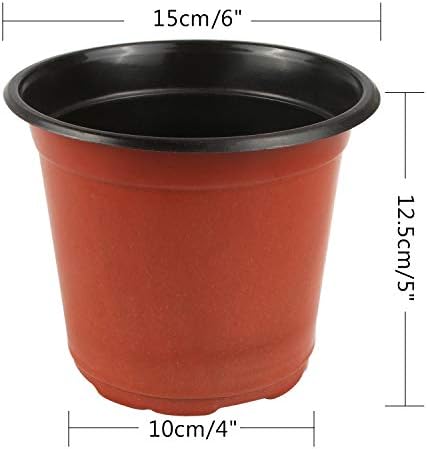 Augshy 130 Pcs 6 Inches Plastic Plant Nursery Pots, Seed Starting Container