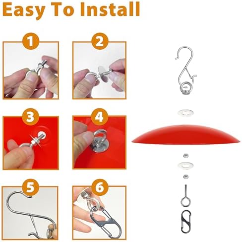 13" Hummingbird Feeder Dome Guard,Bird's Feeder Rain Cover,Squirrel Proof for Bird Feeders Pole, Smart Bird Feeders Umbrella(Bright Red), 2Pack